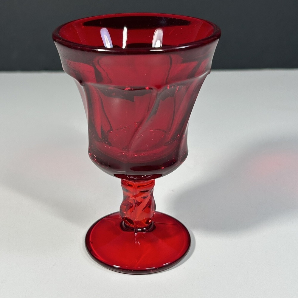 vtg Fostoria Glass Ruby Red Spiral Swirl Jamestown Wine/Water GOBLET 4.5 - Picture 3 of 6